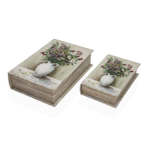 Scatola a libro Flowers tela decorata con brocca di margherite