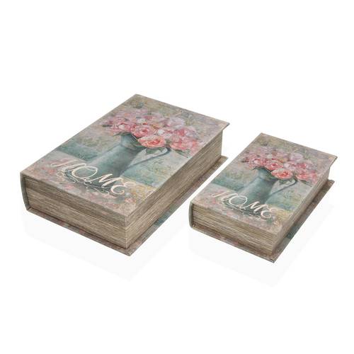 Scatola a libro Home tela decorata con vaso di rose