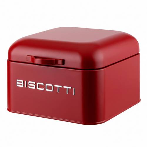 Scatola biscotti quadrata metallo rosso ermetica