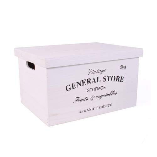 Scatola legno bianca General Store con maniglie 42x31
