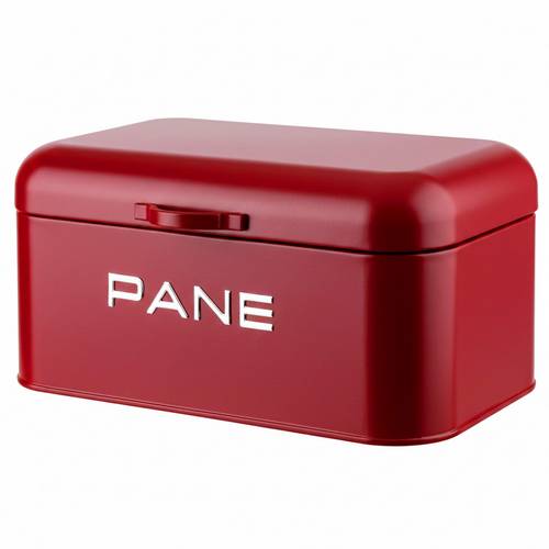 Scatola porta pane rettangolare metallo rosso ermetica