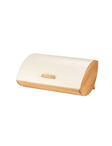 Scatola portapane con anta bamboo e metallo avorio