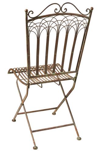 Sedia ferro Vintage marrone sfumature verdi pieghevole set 2 pezzi