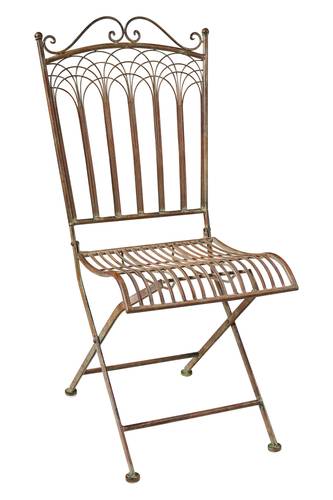 Sedia ferro Vintage marrone sfumature verdi pieghevole set 2 pezzi