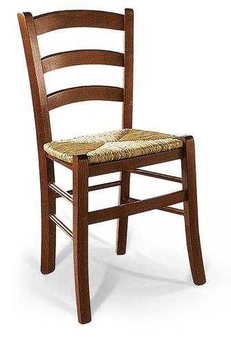 Sedia legno noce modello paesana con sedile in paglia
