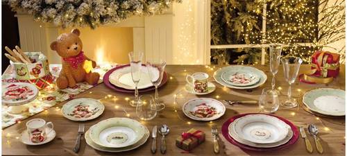 Servizio piatti natale Coccole con orsetti porcellana18 pezzi