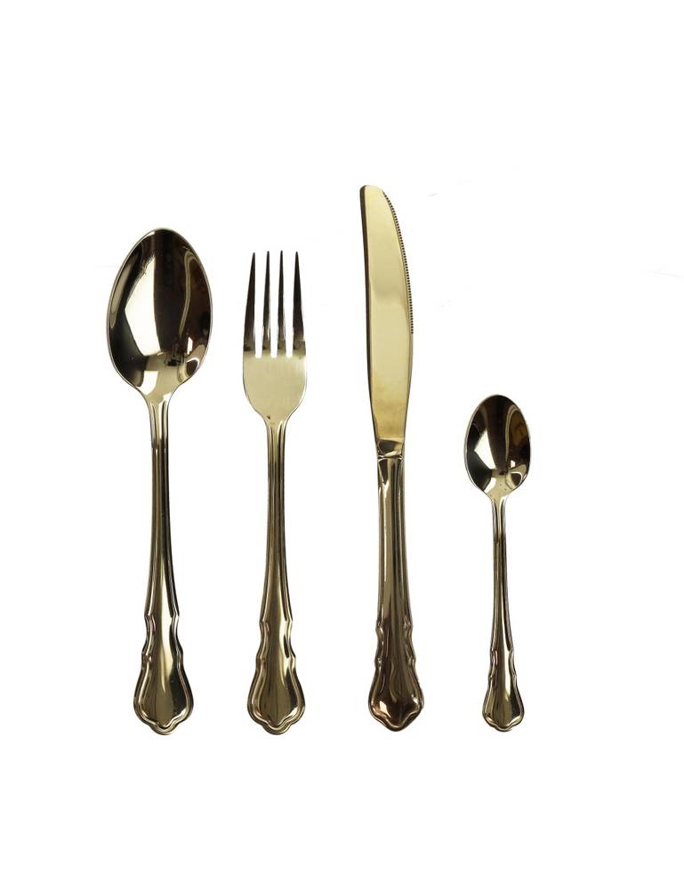 Servizio posate 16 pezzi acciaio inox oro lucido Imperial Gold