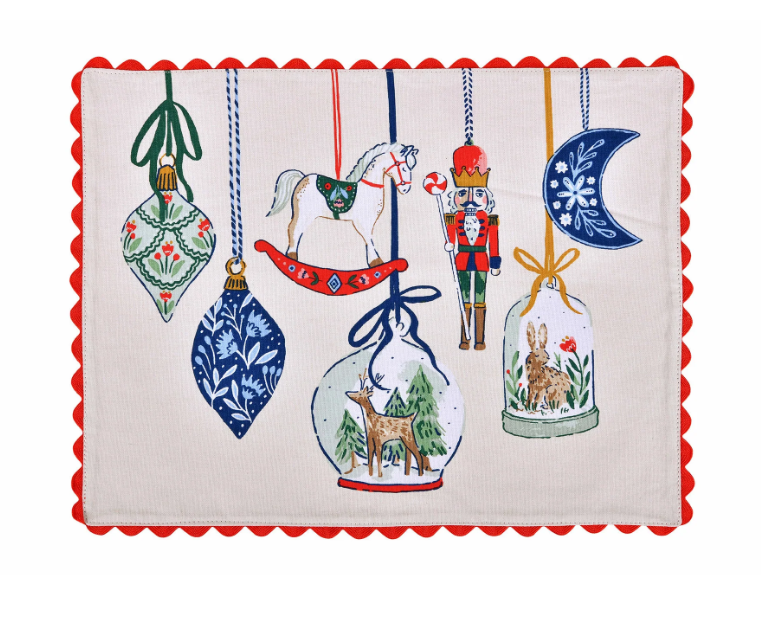 Set 2 tovagliette cotone decoro pendagli natalizi Christmas Ornaments