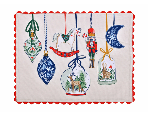 Set 2 tovagliette cotone decoro pendagli natalizi Christmas Ornaments