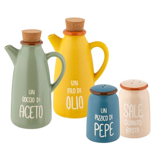 Set colors ceramica olio aceto sale e pepe 4 pezzi