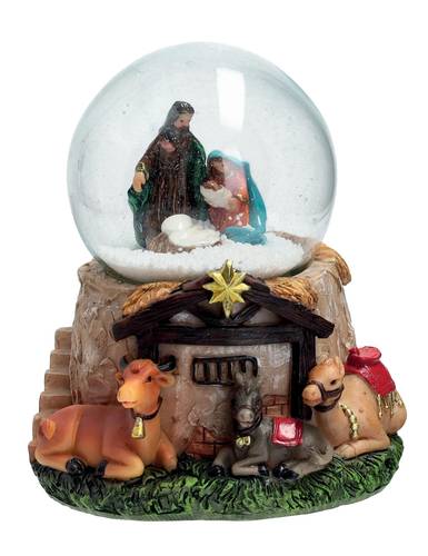 Sfera neve natività decoro base asino e bue 10,5h