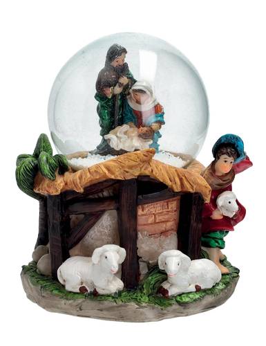 Sfera neve natività decoro base pastorello 10,5h