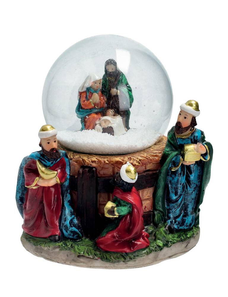 Sfera neve natività decoro base re magi 10,5h