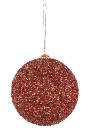 Sfera paillette rosse e oro decoro per albero 20cm