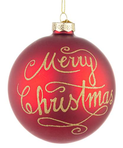Sfera vetro Merry Christmas rosso cm 10