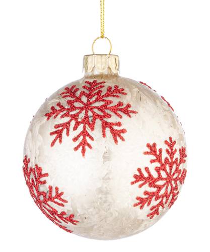 Palle Di Natale In Vetro Rosso Con Fiocco Verde, Bizzotto – Set 4 Palline Diametro 100 Mm Per Albero