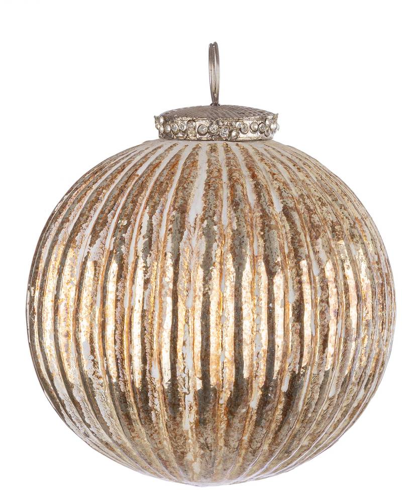Sfera vetro vintage oro righe cm10