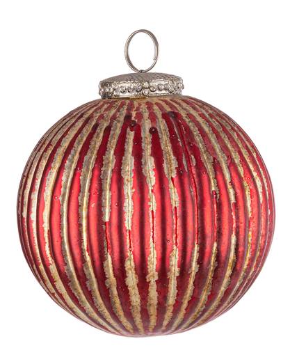 Sfera vetro vintage rossa righe cm10