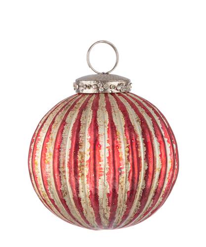 Sfera vetro vintage rossa righe cm7