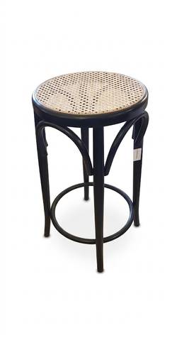 Sgabello tipo thonet legno curvato nero e seduta paglia di vienna 65h