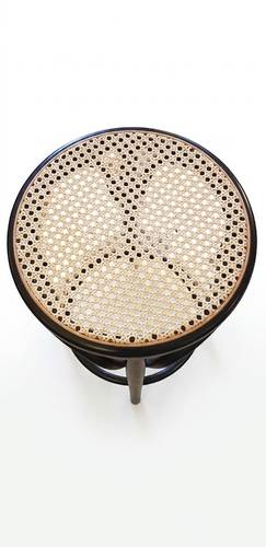 Sgabello tipo thonet legno curvato nero e seduta paglia di vienna 65h