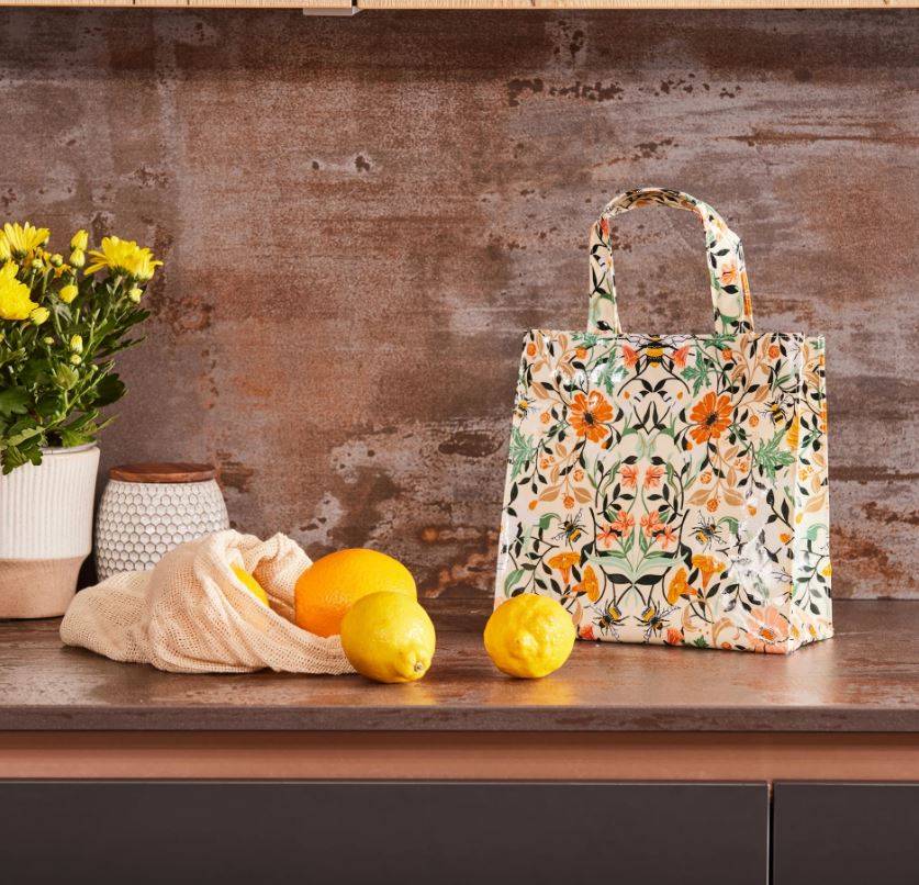 Shopping bag pvc small api e fiori Bee Bloom Ulster Weavers