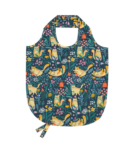 Shopping bag pieghevole gatti gialli su fondo blu Marmalade Meadow