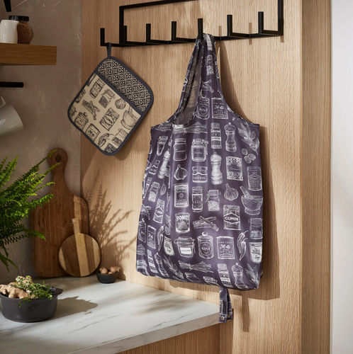 Shopping bag pieghevole grigia Herbs and Spices