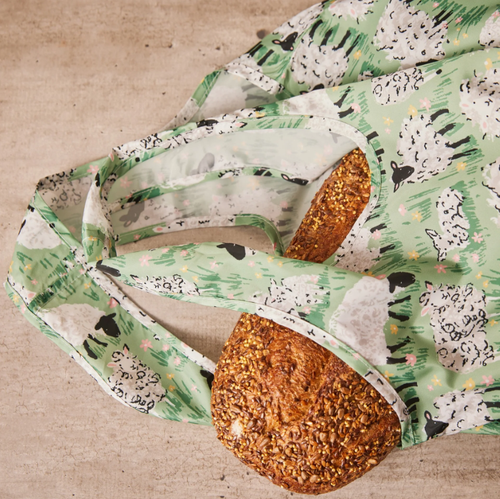 Shopping bag pieghevole pecore su prato verde Woolly Sheep