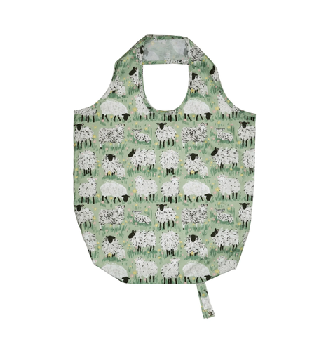 Shopping bag pieghevole pecore su prato verde Woolly Sheep