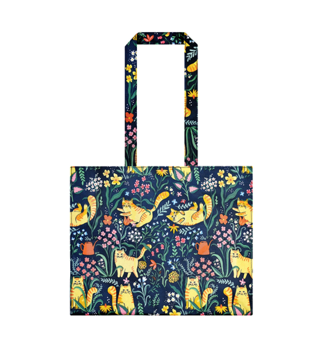 Shopping bag pvc medium manici lunghi gatti gialli sondo blu Marmalade Meadow
