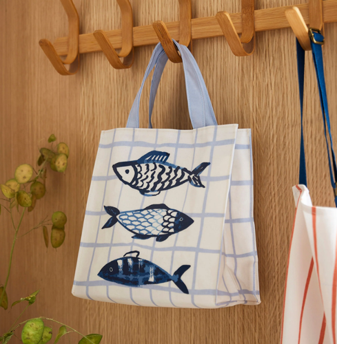 Shopping bag pvc small pesci blu Catch of the day