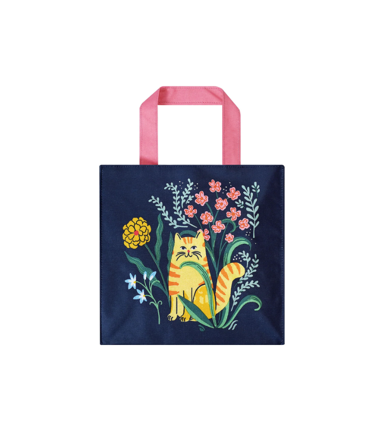 Shopping bag small gatto giallo su sfondo blu Marmalade Meadow Ulster Weavers