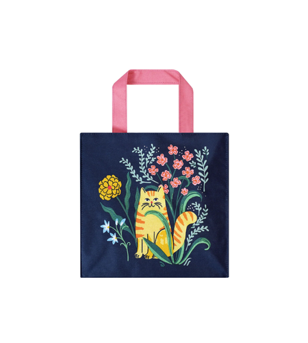 Shopping bag small gatto giallo su sfondo blu Marmalade Meadow Ulster Weavers