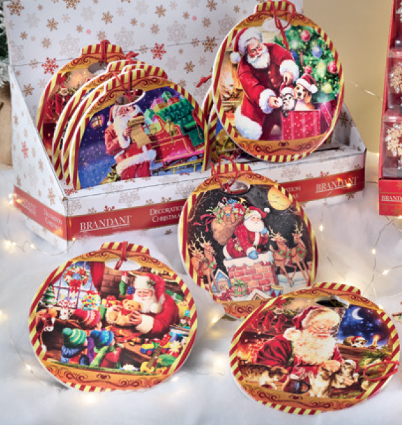 Sottopentola Natalizio con babbo Natale tondo ceramica cm 20