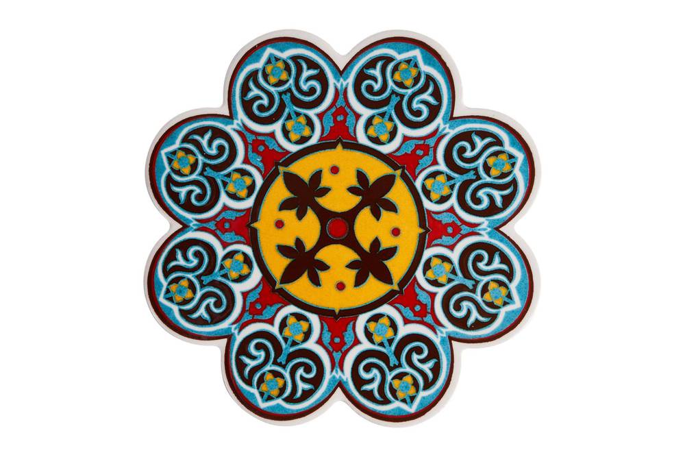 Sottopentola fiore ceramica arabeschi multicolor