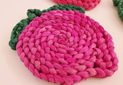 Sottopentola fragola paglia colorata 17x13cm
