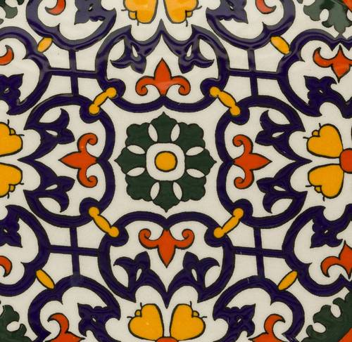 Sottopentola tondo ceramica fiori gialli bordo arancio