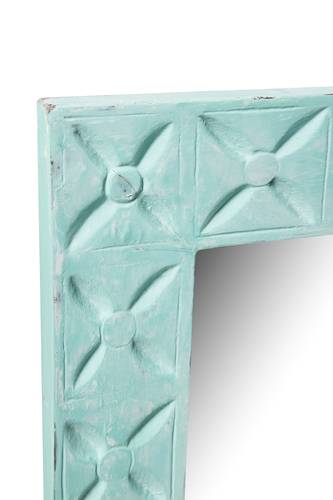 Specchio cornice legno turchese intagliato 60x80