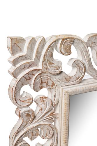 Specchio Royal intarsiato a foglie legno sbiancato 60x80