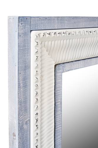 Specchio legno azzurro e metallo bianco 73x154h