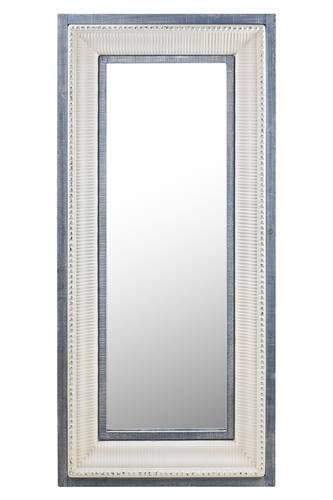 Specchio legno azzurro e metallo bianco 73x154h