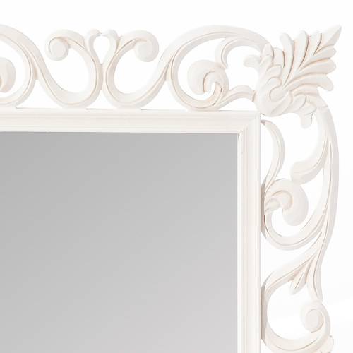 Specchio legno bianco intagliato decoro foglie 60x80