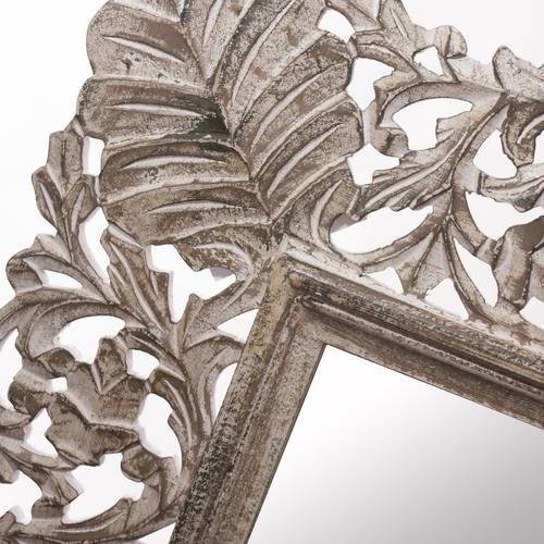 Specchio legno naturale sbiancato intagliato 62x82