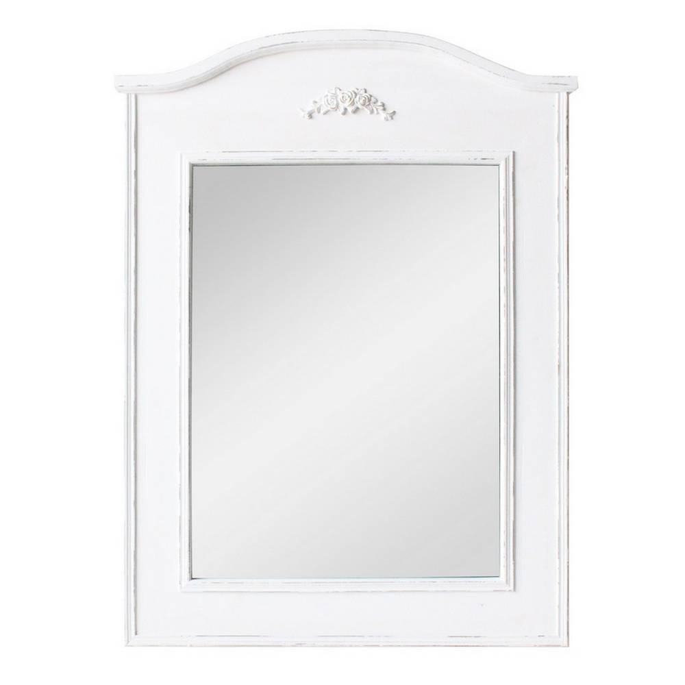 Specchio legno rettangolare bianco sagomato decoro rose 75x100h