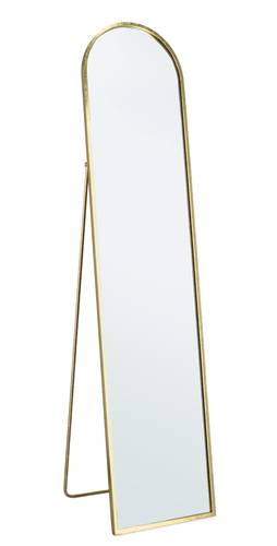 Specchio metallo oro stondato con piede da terra 175h