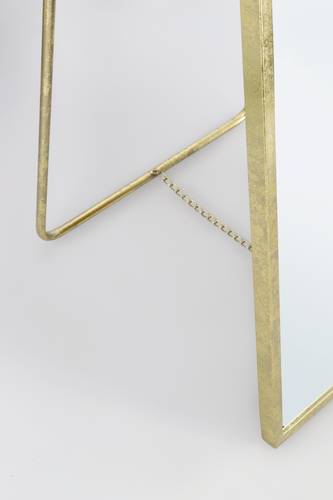 Specchio metallo oro stondato con piede da terra 175h