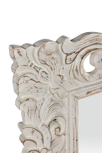 Specchio naturale intarsiato a foglie finitura sbiancata 80X100