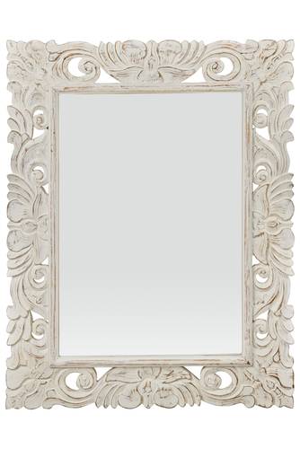 Specchio naturale intarsiato a foglie finitura sbiancata 80X100