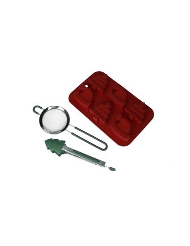 Stampo per biscotti cappelli natalizi silicone con pinza e setaccio